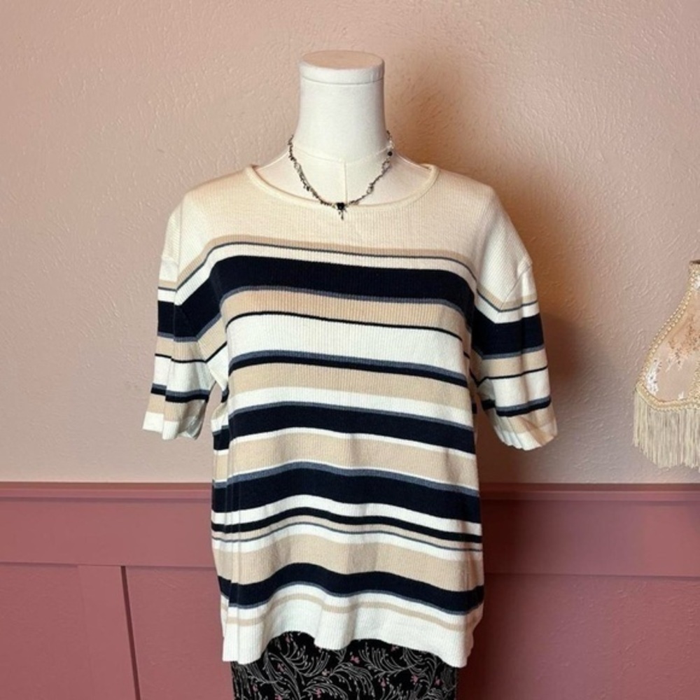 vtg cottage indie striped cotton made in usa shirt